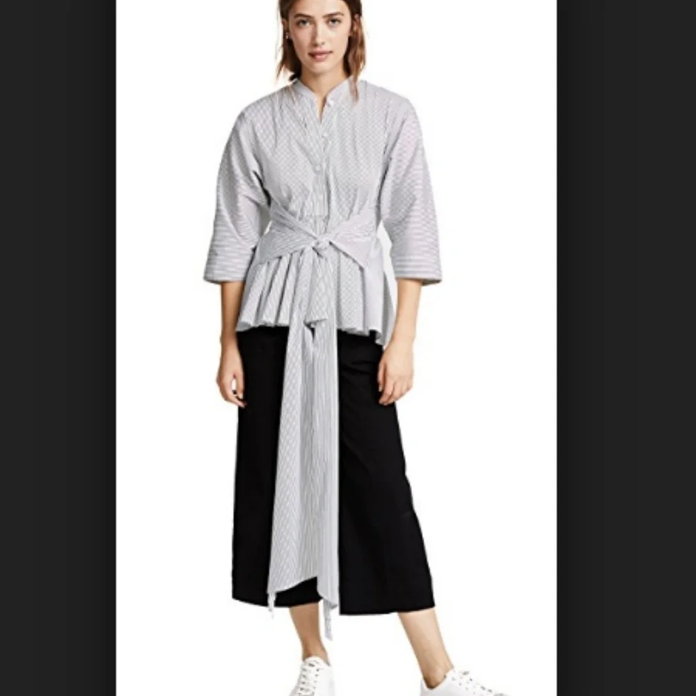 NWOT Tome Striped Peplum Shirt - Picture 3 of 15